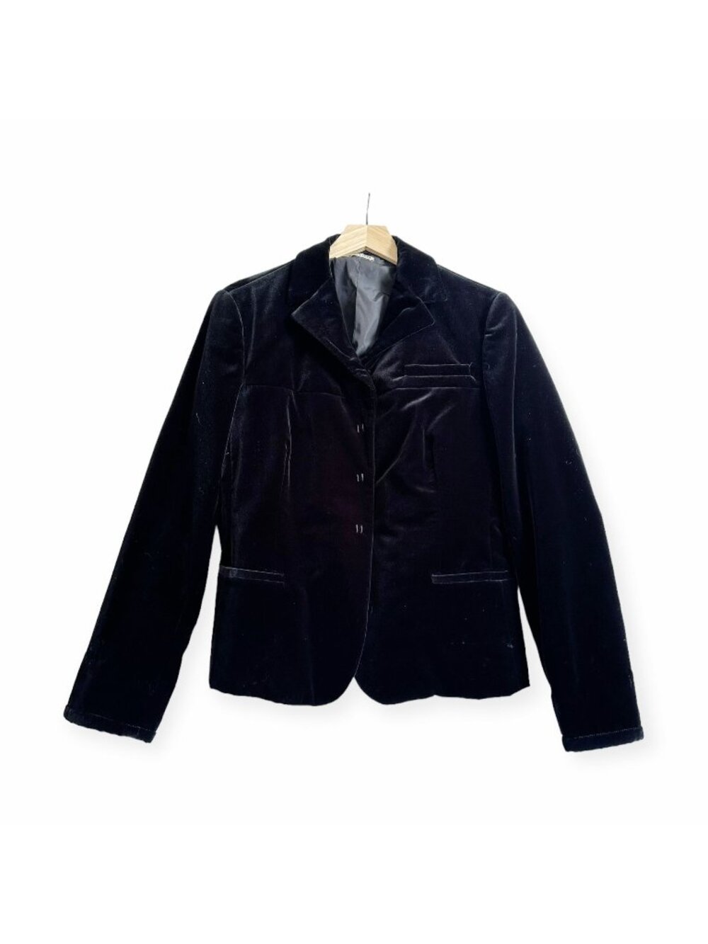 Miu Miu Black Velvet Blazer Jacket 44 IT M Cotton Stretch Made Italy 2007